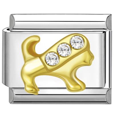 Quiges - Schakel - Bedel - 9mm - charms - Kleurrijk - Zirkonia - horoscoop - Leeuw - Geschikt voor - armband - Schakelarmband - italy bedels armband