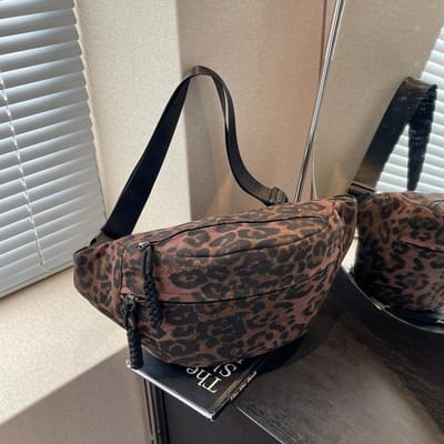 Designer Luipaardprint Heuptas Straattrend Fanny Pack Vrouw Borsttas Canvas Riemtas Mode Vrouwelijke Schouder Crossbody Tassen koffie