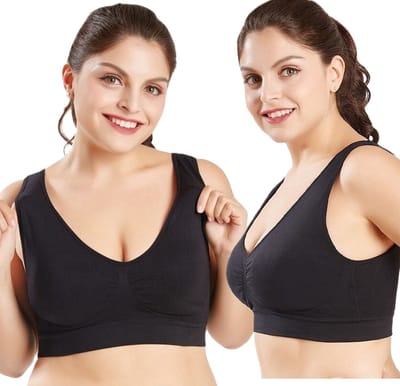 Premium Sport BH Zonder Beugel – Magic Bra – Plus Size Push Up BH – Dames Ondergoed – Zwart – 4XL Cup E/F