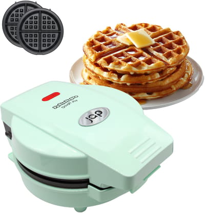 JAP Appliances Dough Joy Wafelijzer - Wafelmaker voor 1 Ronde Wafel - Anti aanbaklaag - indicatielampje - Wafels van 16x16 cm - Groen