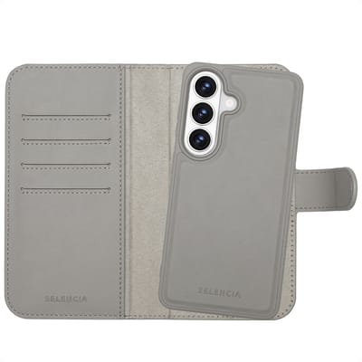 Selencia Hoesje - Geschikt voor Samsung Galaxy S26 - Olyn Uitneembare Bookcase met Magnetische Ring - Grijs