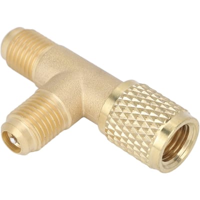 Snelkoppeling T-stuk Adapter met Ventielkern Messing 1 4in SAE Stevige Structuur voor R22 R12 R134
