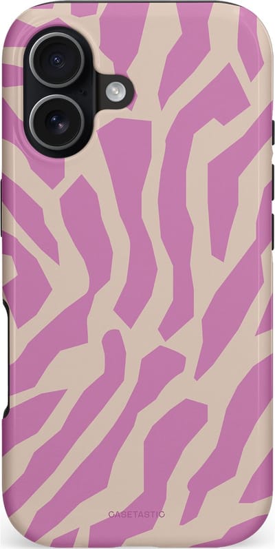 Casetastic hoesje geschikt voor Apple iPhone 17 - MagSafe - Dubbellaagse bescherming - Zebra Roze Magenta Flow - Fashion Case - Lila Zand