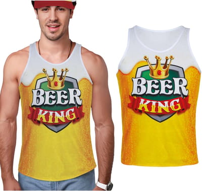 Fiestas Guirca – Singlet/Top – Beer King – Geel – Heren - One size