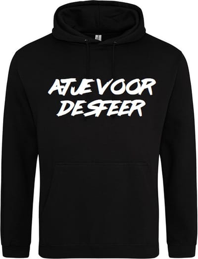 Atje voor de sfeer | Hoodie | Sweater | Capuchon | Trui | Hooded | Print | Atje voor de sfeer | Feest | Carnaval | Party | Zwart | Maat XS