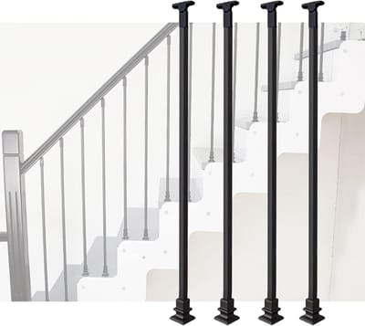 Trapleuning Spindels - Trapbaluster Set - Veilige Trappen - Verstelbare Hoek - 4 Stuks 120cm - Zwart