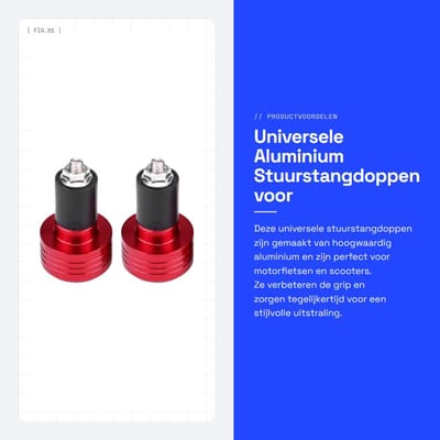 Dailygoods- Stuuruiteinden Aluminium - Motor Handvatten - Universeel 22 mm - 2 Stuks - Rood/Zwart/Zilver/Blauw - Gewicht 103 g - Motorhandvat