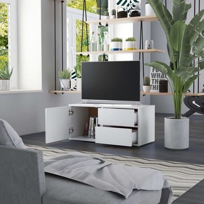 vidaXL - Tv-meubel - 80x34x36 - cm - bewerkt - hout - wit