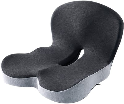 Traagschuim Zitkussen met Rugleuning - Ergonomisch Stoelkussen - Comfortabel Bureau Kussen - Antislip Design Donkergrijs/Lichtgrijs