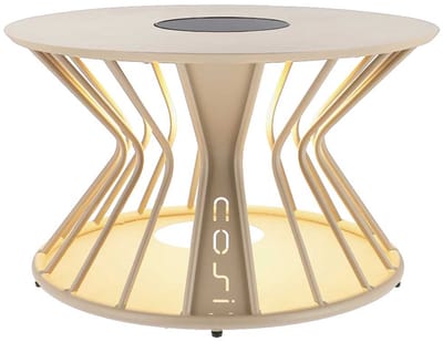 Cosilumia Round Beige - Salontafel met Lantaarn – Ø 70 x 41 cm - Oplaadbaar (Zonnepaneel & USB-C)