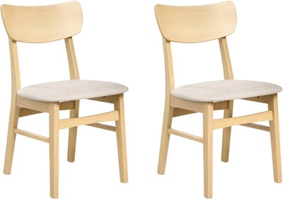 ANOKA - Eetkamerstoel set van 2 - Lichtbeige/Lichtbruin - Rubberhout