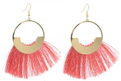 Oorbellen - Ibiza stijl - goudkleurig, roze - Met kwastjes