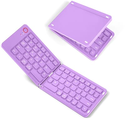 Ynkkvre - Toetsenbord – Bluetooth Toetsenbord – Reis Toetsenbord – Opvouwbaar Toetsenbord – Ultradun – Schaarmechanisme – QWERTZ – USB-C snelladen - Paars