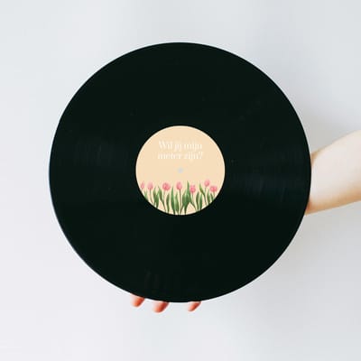 Vinylplaat - Lp - Vinyl plaat - Muziek cadeau - Meter vragen - Wil jij mijn meter zijn - Meter vragen cadeau - Tulpen design