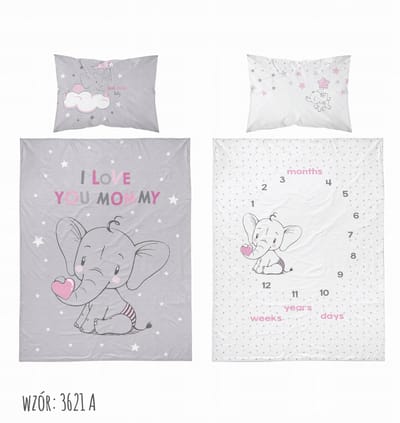 Babydroom Beddengoed 90x120cm - Lieve Olifantjes - Katoen