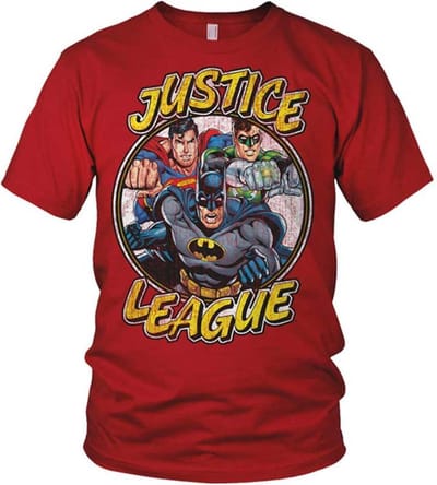 DC Comics Justice League Heren Tshirt -S- Team Rood