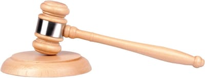 Houten voorzittershamer en slagblok, handgemaakte houten hamer met rond slagblok voor rechter, advocaat, student, veiling