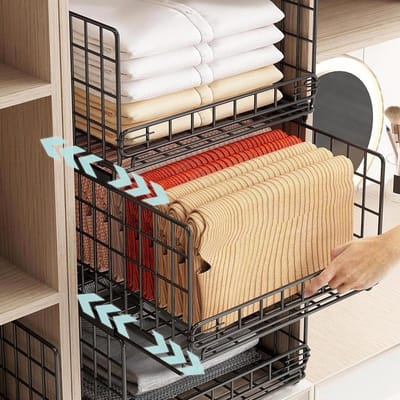 Kast Organizer Set - Opbergrek Lades - Kleding Sorteren - Flexibel Stapelbaar - 30x40x60 cm - Zwart