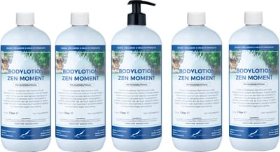 Bodylotion Zen Moment 1 Liter - met gratis pomp - set van 5 stuks - Voordeelverpakking