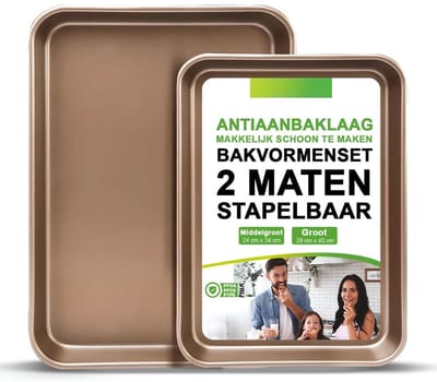 KAD® Ovenplaat - 2-delige Anti-aanbakplaat - Overbakplaat - Ovenrooster - Champagnegoud - 40cm x 28cm x 3cm