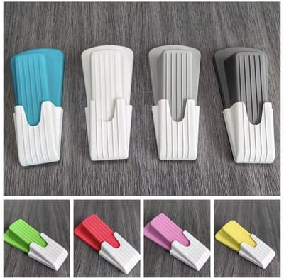Siliconen Deurstopper met Houder – Blauw – Zelfklevend – 1 Stuk - H2.4