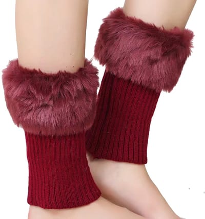 Dames Warme Gebreide Beenwarmers met Bont – Winter Sokken & Laarsovertrekken – Ademend, Anti-Wrijving, Wollen Beenmode