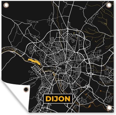 Tuin poster Kaart – Dijon - Plattegrond – Frankrijk – Stadskaart - 200x200 cm - Tuindoek