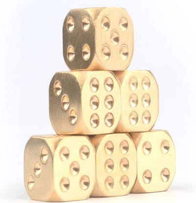 4-delige set messing zeszijdige dobbelstenen voor tafelspellen en poker