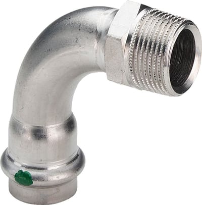 Viega Sanpress Inox-overgangsbocht 90 graden, d 18mm, R 3/4 roestvast staal Model 2314, 436919