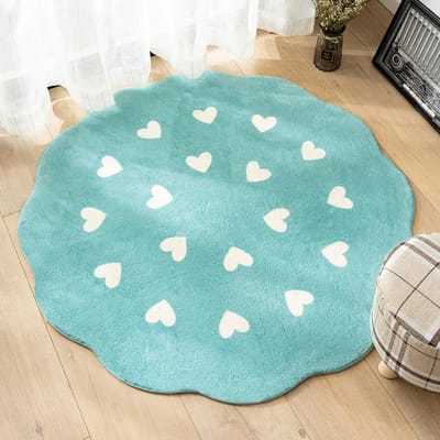 Nordische Stijl Woonkamer Decoratie Pluche Tapijt Pluizig Zacht Baby Kruiptapijt Verdikt Rond Tapijt Onregelmatige Tapijten voor Slaapkamer 80x80CM