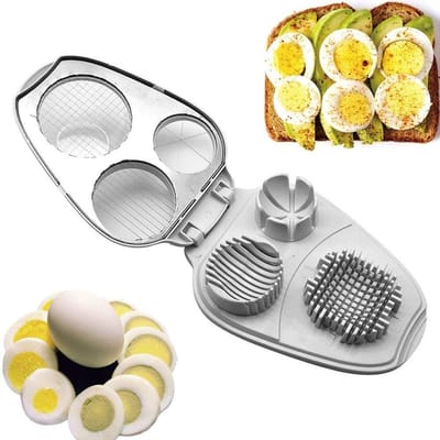 Dailygoody - Eiersnijder - 3-in-1 Keukengereedschap - Roestvrij staal - Multifunctioneel - Snijden van Eieren en Groenten - Voor de Thuischef - Wit