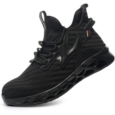 Mode Veiligheidsschoenen Heren Anti-Verpletterende Stalen Neus Werkschoenen Dames Puncturebestendige Onverwoestbare Schoenen Lichtgewicht Ademende Sneakers 40 black