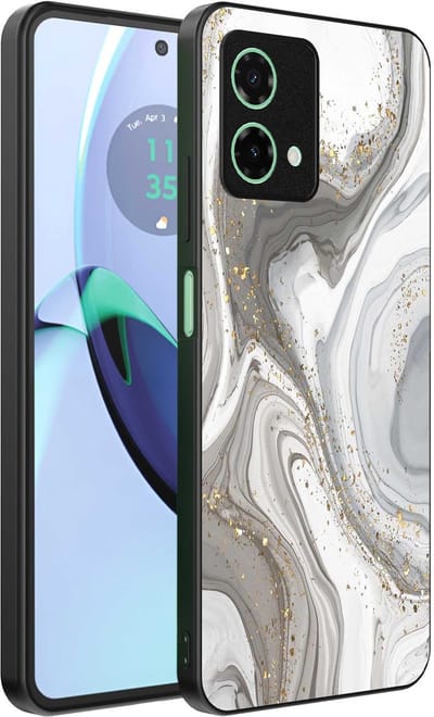 Geschikt voor Motorola Moto G84 Telefoonhoesje met marmer opdruk - TPU backcover case marble design - Zilver - Smartphonica geschikt voor Motorola Moto G84