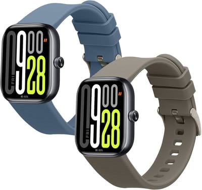 kwmobile 2x horlogebandjes geschikt voor Xiaomi Watch 5 bandje - Smartwatch bandjes van TPU - Activity tracker horloge band in blauw / grijs