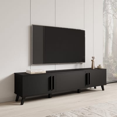 Meubella - Hydra - TV-Meubel - Zwart - 180 cm