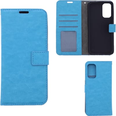 LuxeBass Hoesje geschikt voor Oppo Reno 5 - Boekhoesje met kaartvakken - Turquoise gsm hoesje - telefoonhoes - telefoonhoesjes