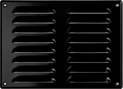 Zwart Metalen Ventilatie Rooster 260x190 mm met Insectenbescherming