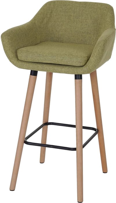 Barkruk Malmö T381, barkruk counterkruk MVG-gecertificeerd ~ textiel, lichtgroen