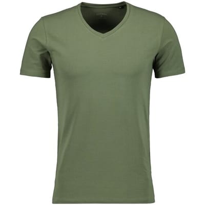 Ragman T-Shirt V-Neck Uni Color Body Fit Cotton Stretch Olive / male