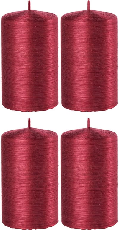 Enlightening Candles Cilinderkaars/stompkaars - 4x - rood - 6 x 10 cm - 25 branduren - sfeerkaarsen - kaarsen - Woondecoraties