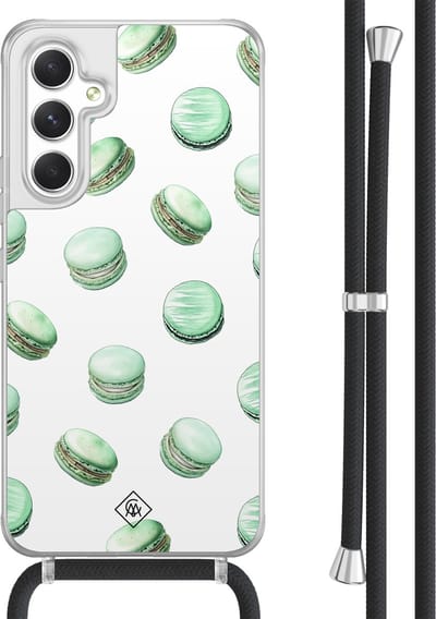 Casimoda® hoesje met koord - Geschikt voor Samsung A54 - Macarons - Afneembaar koord - TPU/acryl - Mint