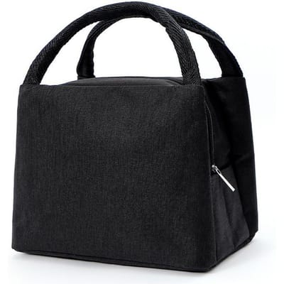 1PCS Lunchbox Tas Picknick Voedsel Opslag Zakken Kamperen Waterdichte Aluminiumfolie Isolatie Handtas zwart