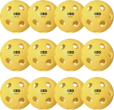 Set van 12 Pickleball Indoor Ballen met 26 Gaten voor Training en Spel