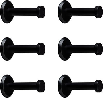 6 stuks SOTECH kapstokhaken Talea RVS zwart gepoederlakt lengte: 53 mm incl. plaatje en bevestigingsset