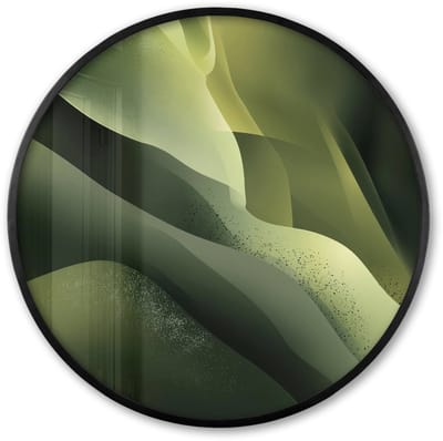 Poster in lijst Rond - Fotolijst 60x60 cm - Posters - Gaming - Golven - Abstract - Heuvels - Groen - Ronde posterlijst zwart - Decoratie - Wanddecoratie woonkamer - Muurdecoratie slaapkamer