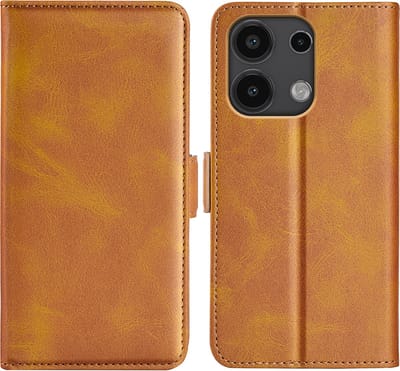 MobyDefend Hoesje - Geschikt voor Xiaomi Redmi Note 13 4G - Luxe Wallet Book Case (Sluiting Zijkant) - Lichtbruin