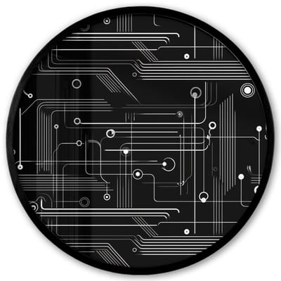 Poster in lijst Rond - Fotolijst 40x40 cm - Posters - Gaming - Abstract - Lijnen - Rondjes - Zwart - Ronde posterlijst zwart - Decoratie - Wanddecoratie woonkamer - Muurdecoratie slaapkamer