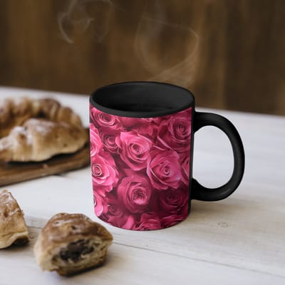 Magische Mok - Foto op Warmte Mokken - Koffiemok - Rozen - Pink - Bloem - Magic Mok - Beker - 350 ML - Theemok