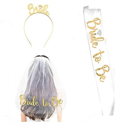 Joya Party® Bride To Be Set met Sjerp, Kroon, Bruidsluier | Goud | Bruiloft | Vrijgezellenfeest | Bachelorette