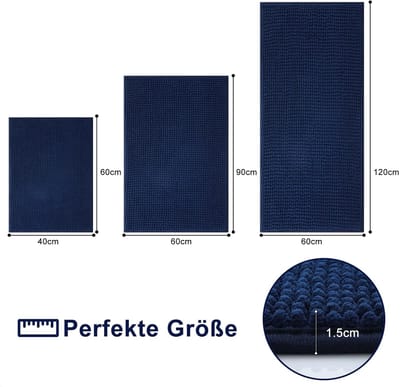 Famanu - Badmat, antislip, zacht, absorberend, wasbaar, 40 x 60 cm, marineblauw